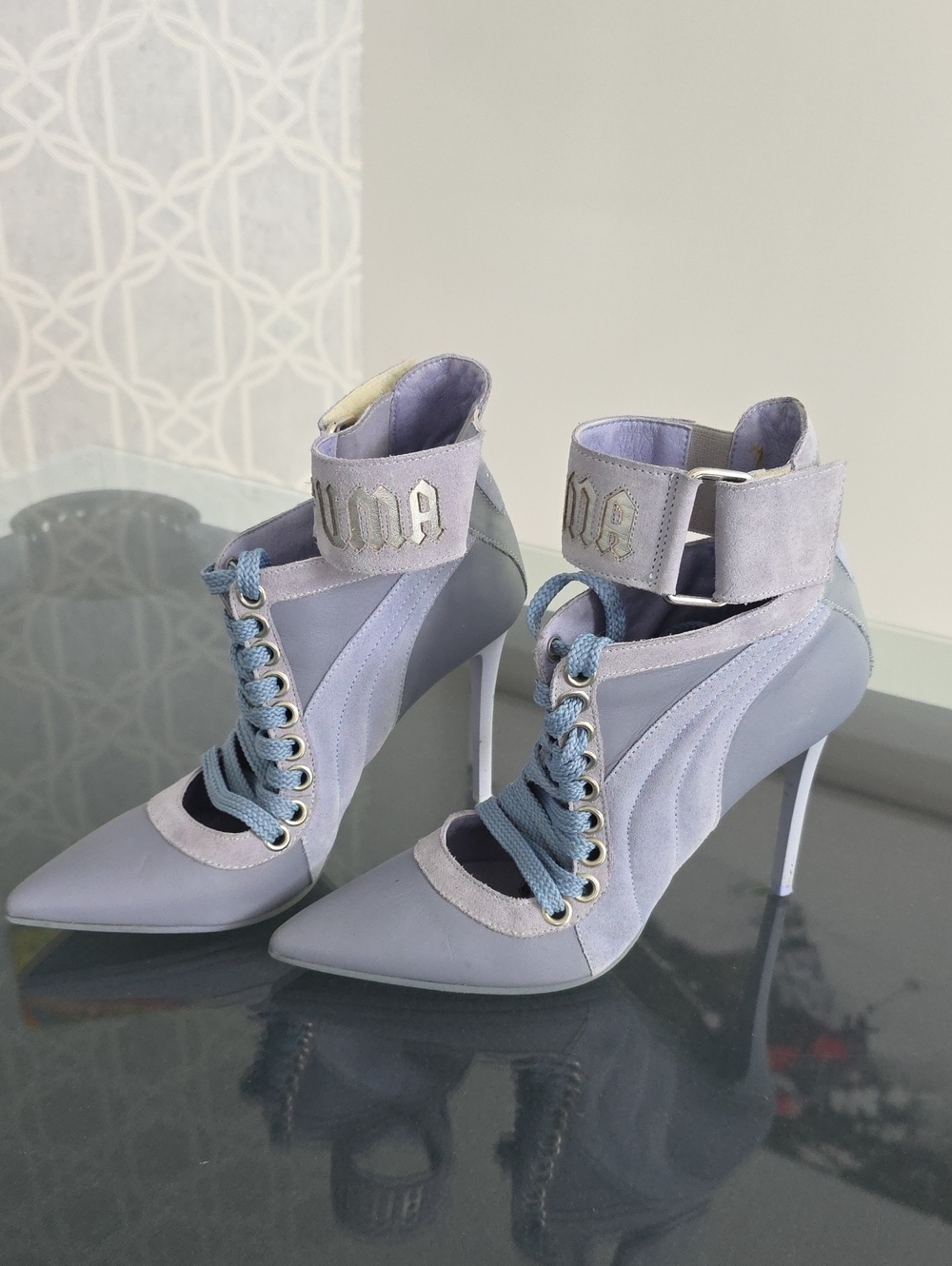 Rare Limited EDITION Fenty X Puma Lace-Up Pointed-Toe Stiletto Ankle Boots